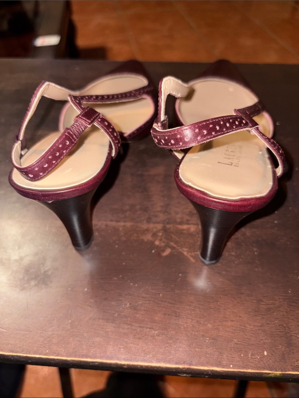 Ralph Lauren Burgundy Pointed Slingback Pumps - Picture 2 of 2